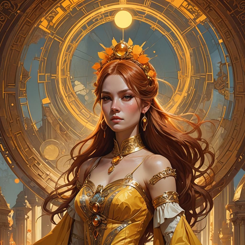 Magical Sorceress Portrait with Energy Beams