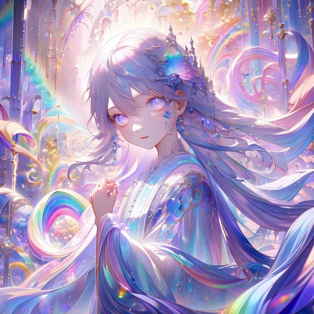 Rainbow Eyelashes in Vibrant Anime Art