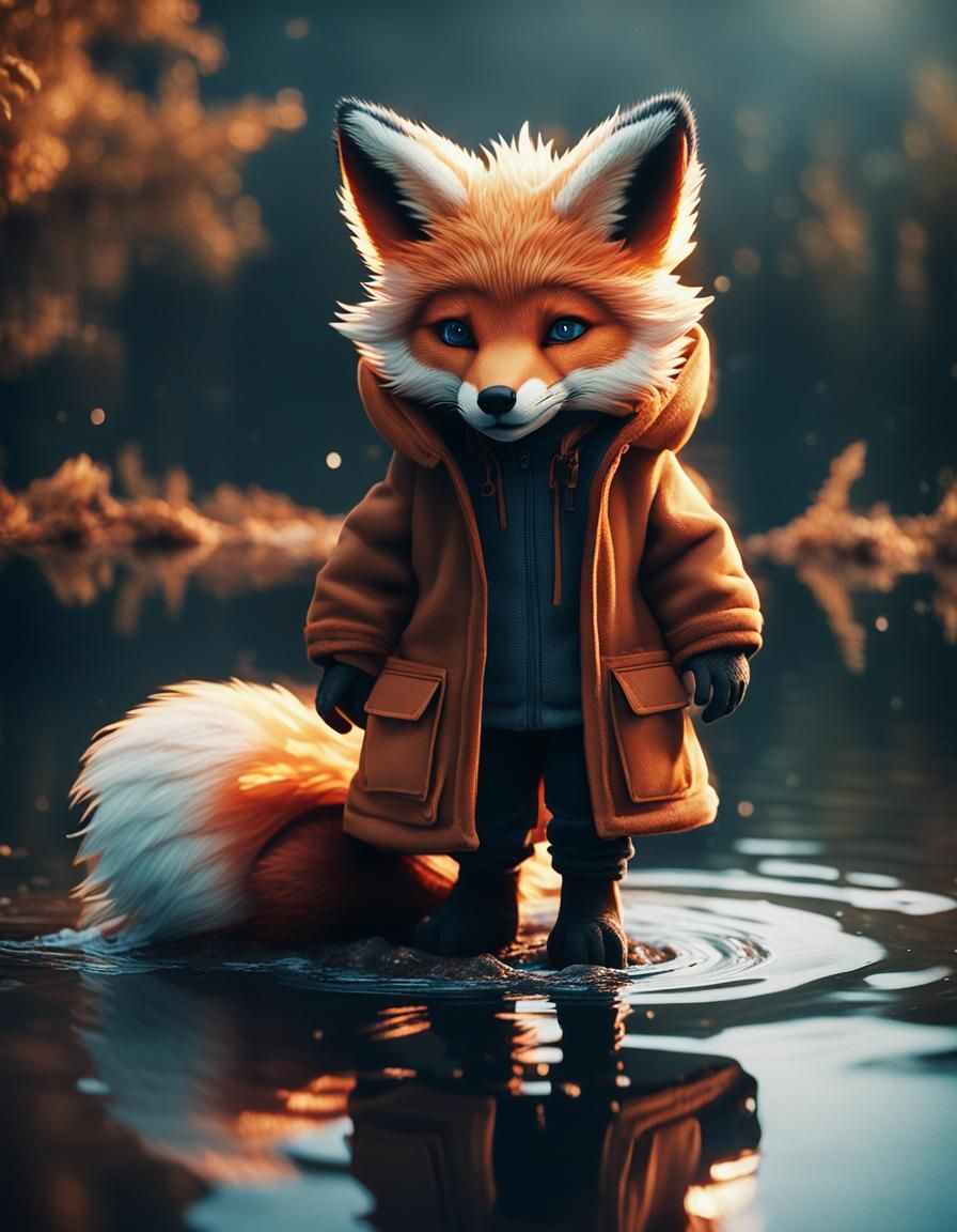 Magical Fox Creature with Elemental Powers