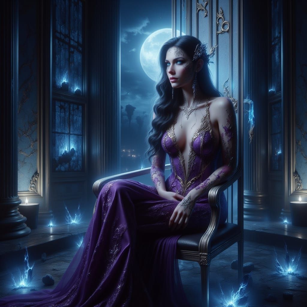 Regal Queen in Majestic Throne, Lunar Glow