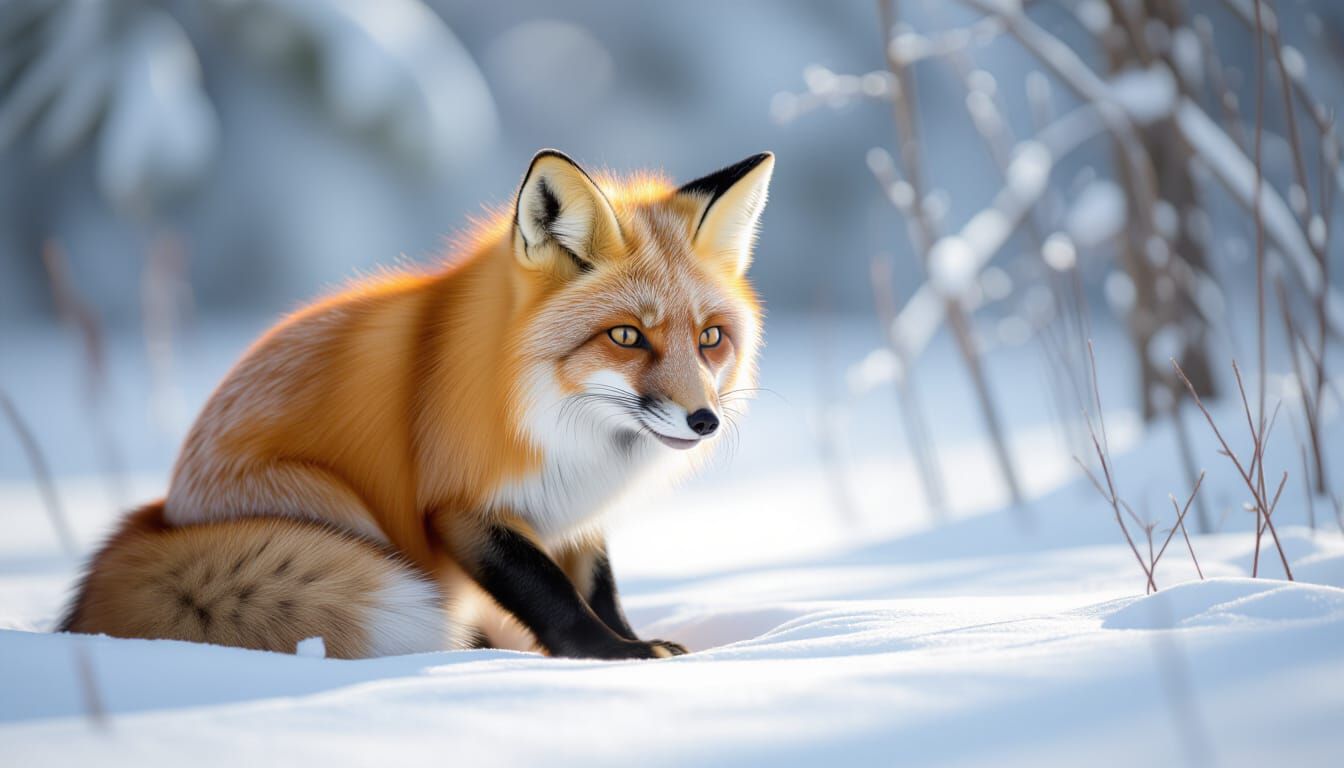 Photorealistic Fox Hunting in Snowy Forest