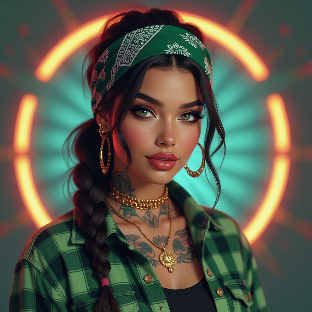 Futuristic Chola Portrait in Ornate Art Nouveau Style