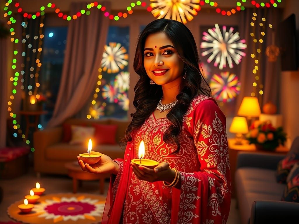 Indian Beauty Celebrates Diwali in Elegant Style