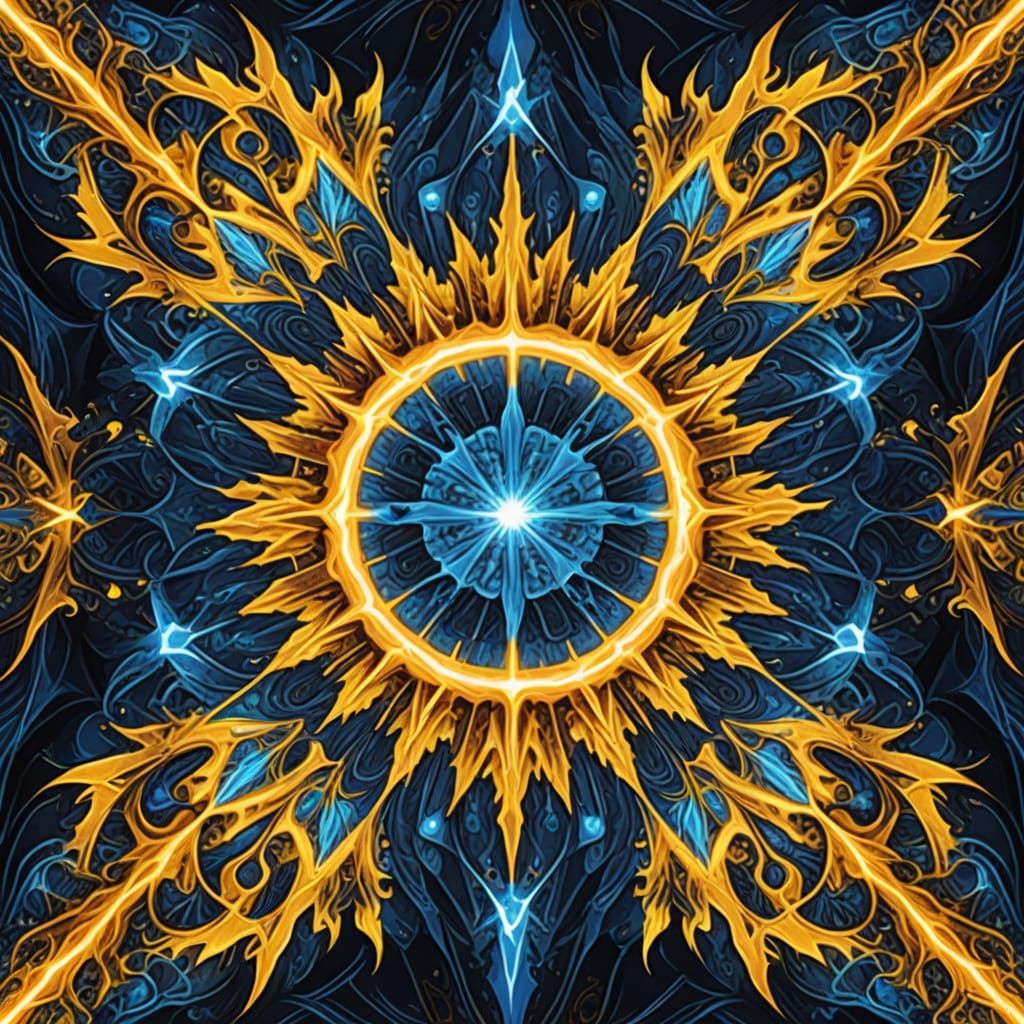 Kaleidoscopic Lightning Bolt in Vibrant Oil Painting