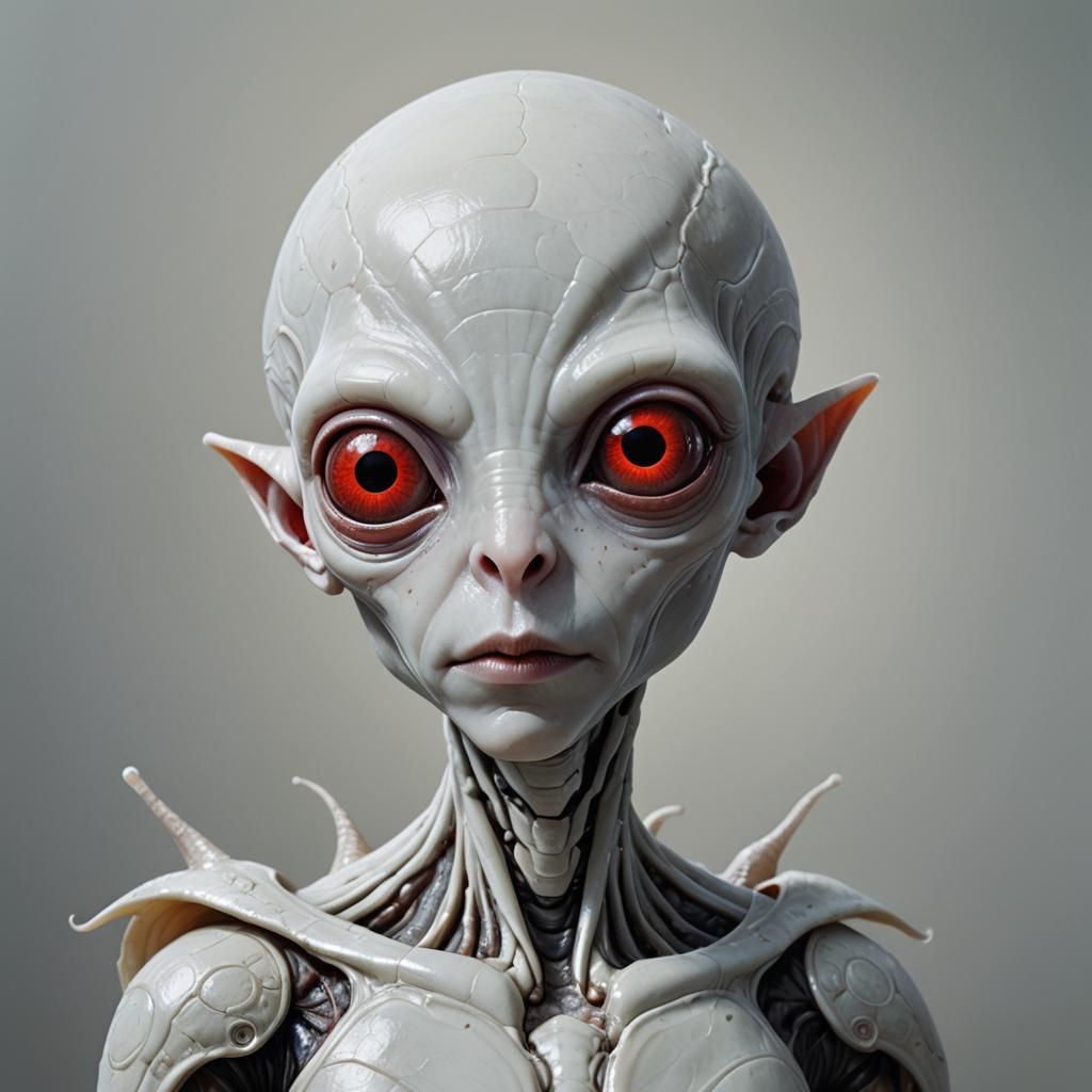 Cute White Alien Snail Pet Portrait in Detailed Matte Style