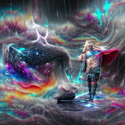 Holographic Thor: Cosmic Astral Illustration