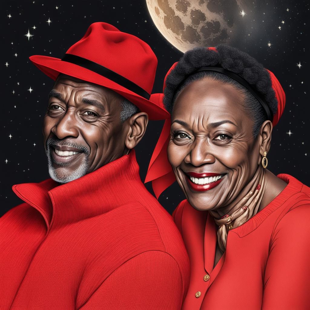 Happy Black Couple Portrait Under Starry Sky