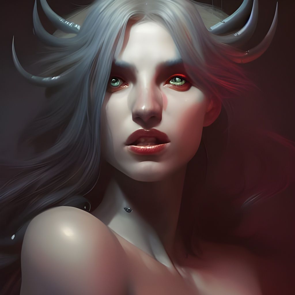 Intricate Demoness Portrait in Hyperdetailed Style