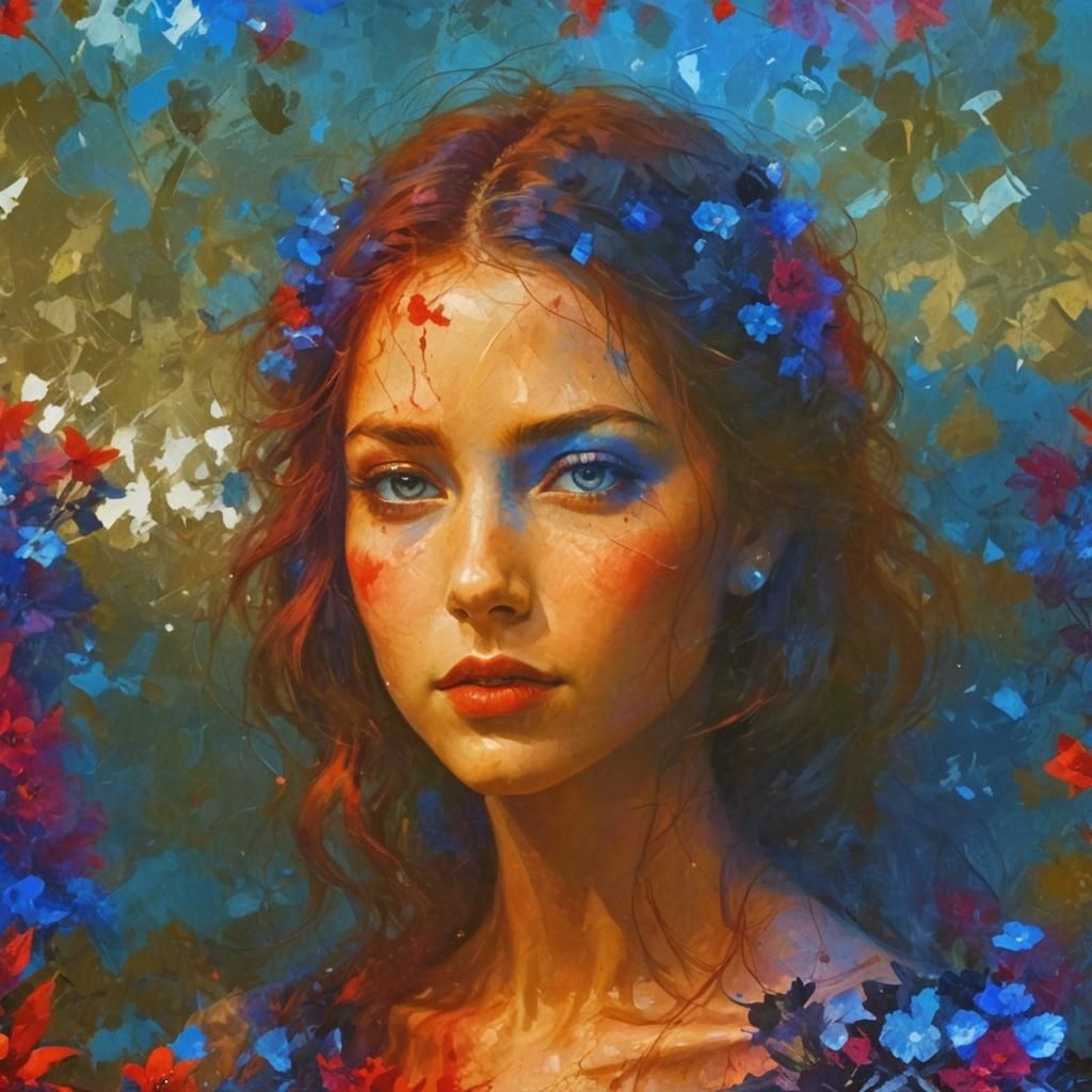 Fantasy Flowers in Deep Color, Matte Painting