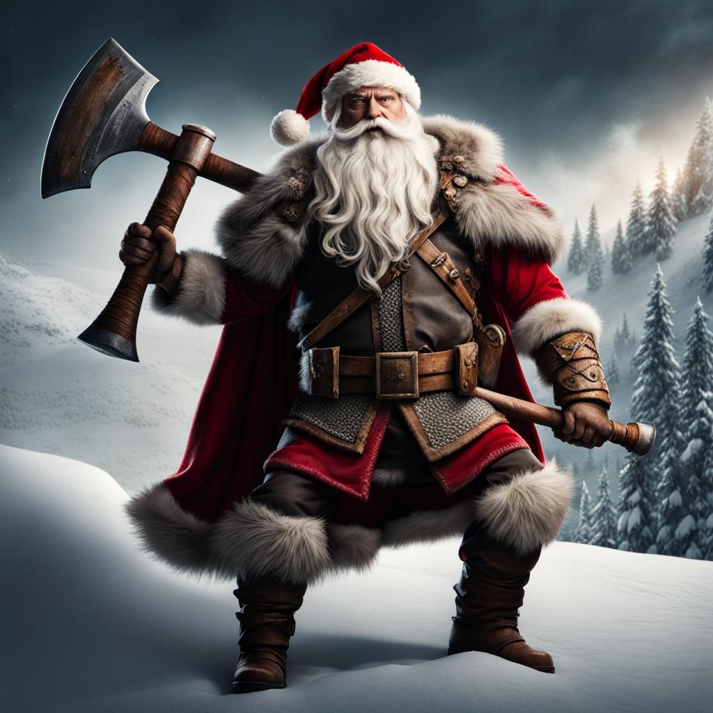Battle-Worn Santa Claus as Viking Hero