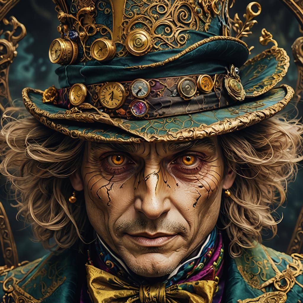 Mad Hatter Macro Close-Up: Ornate Digital Painting