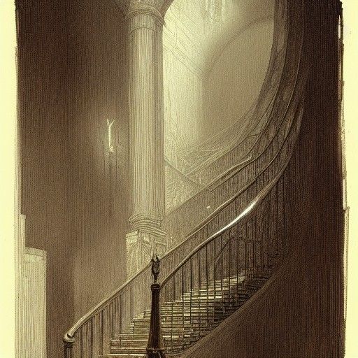 Horror Impossible Staircase in Gothic Style
