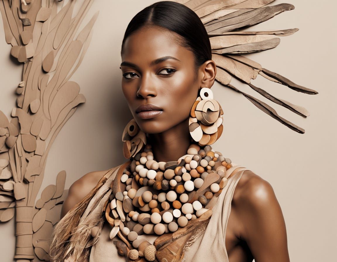 Fashion Model in Aboriginal Art Inspired Haute Couture