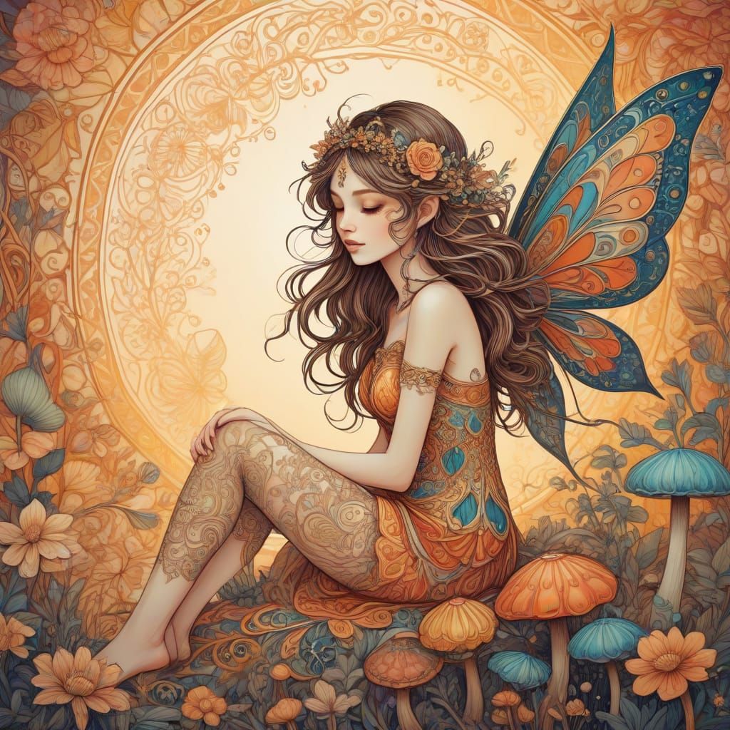 Whimsical Fairy in Mandalas