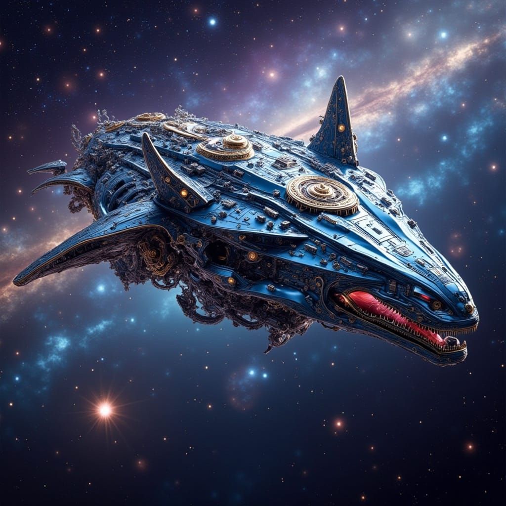 Dragon Spaceship in Futuristic Digital Art Style
