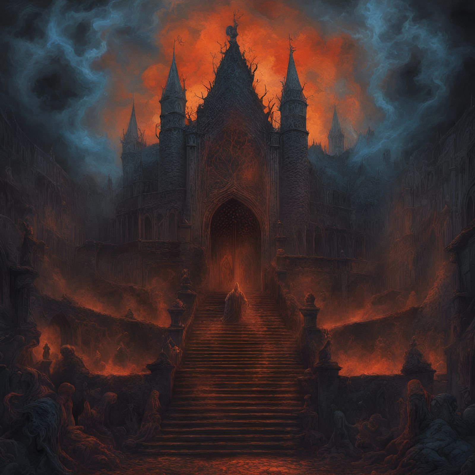 Lucifer's Court in Hell: Eerie Digital Painting