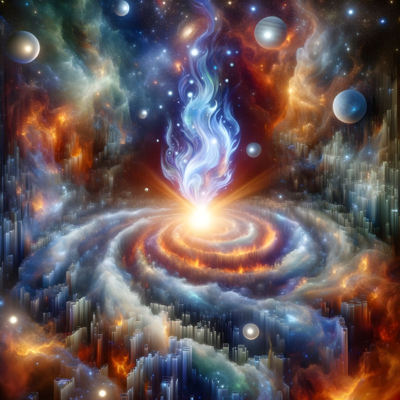 Cosmic Cold Fire: A Holographic Astral Scene