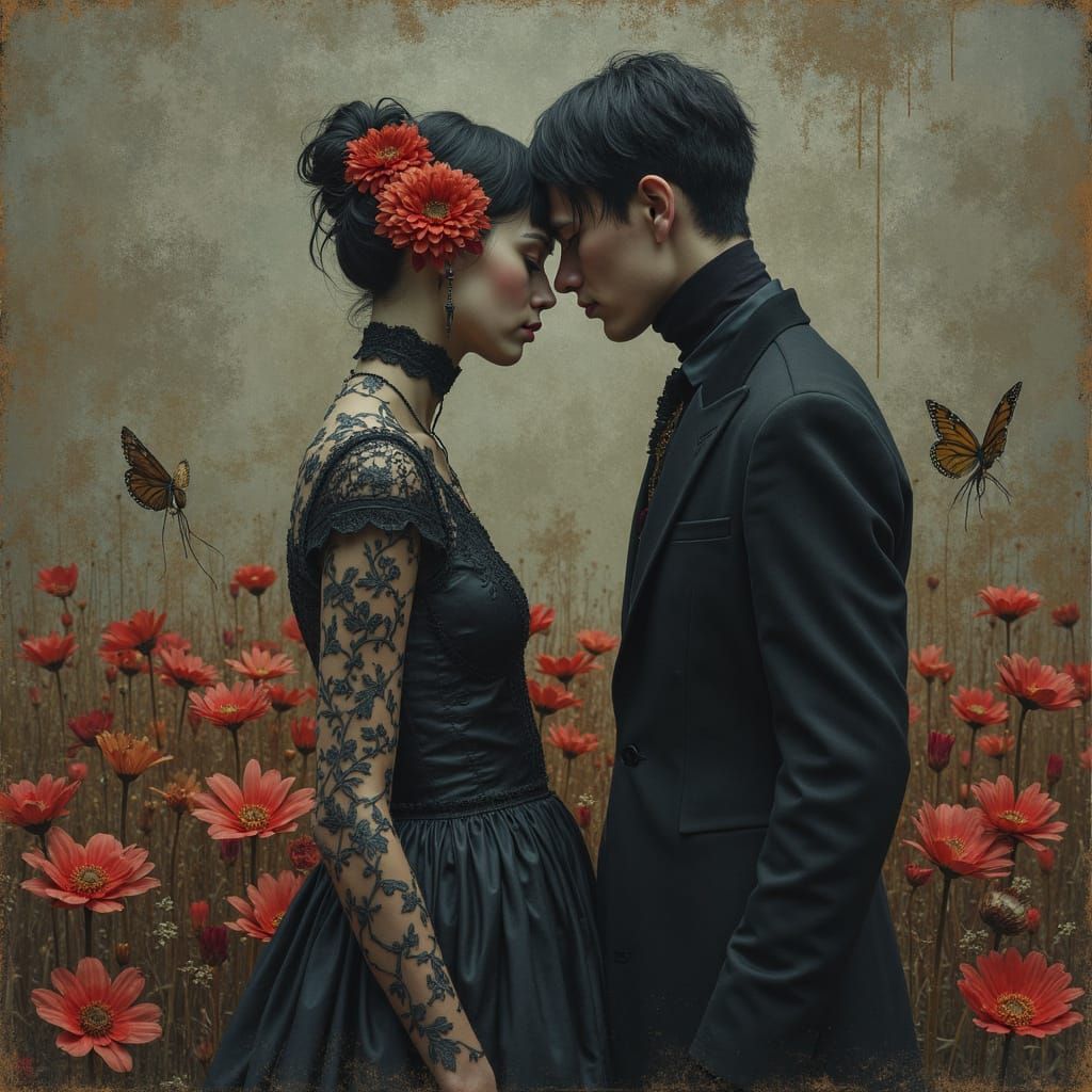 Neon Mourning Scene in Vibrant Punk Style