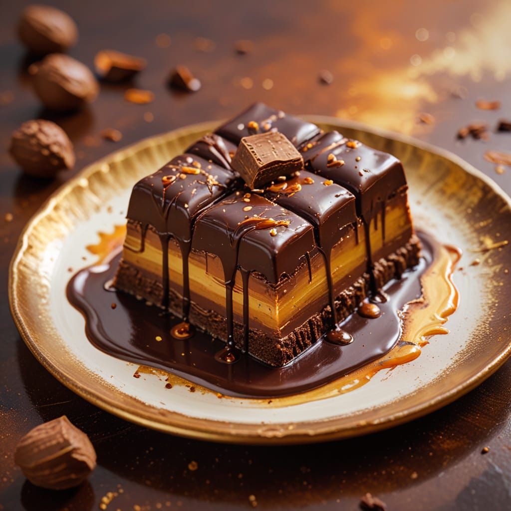Delicious Chocolate Piece as Vibrant Oil Painting