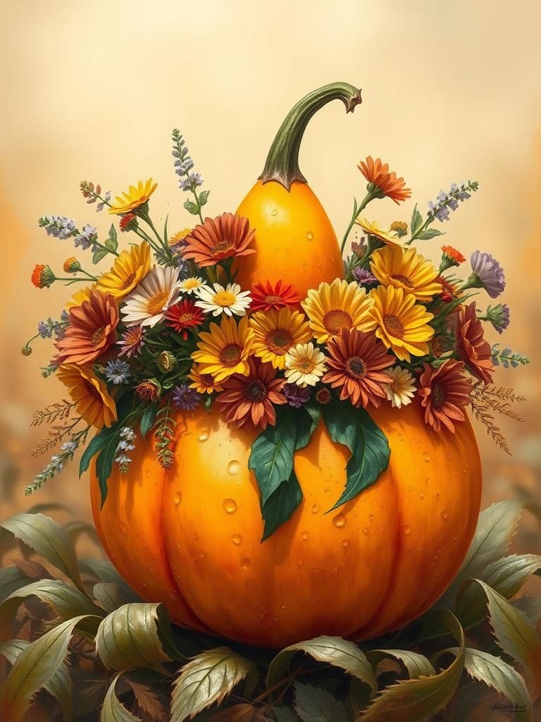 Gourd with Flowers in Old Master Style