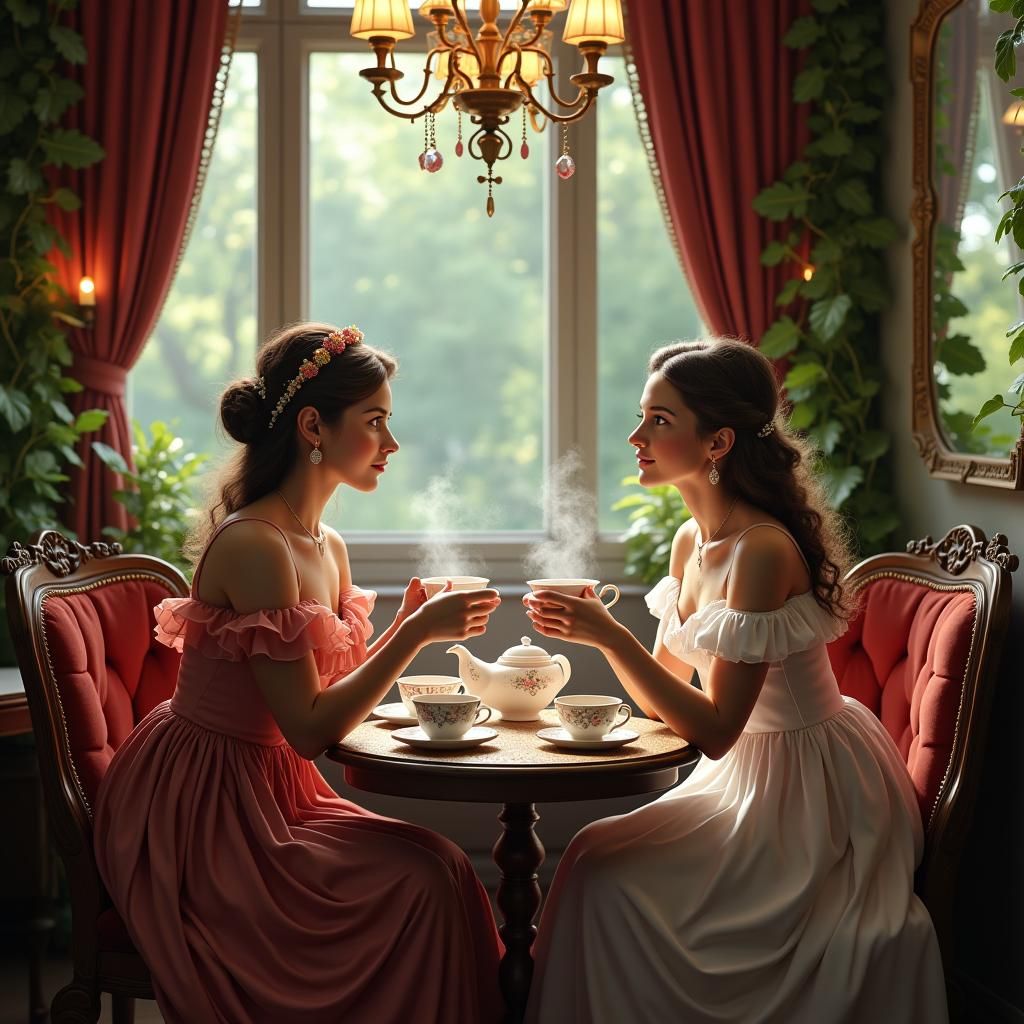 Victorian Tearoom Scene with Eloise and Cressida in Digital ...