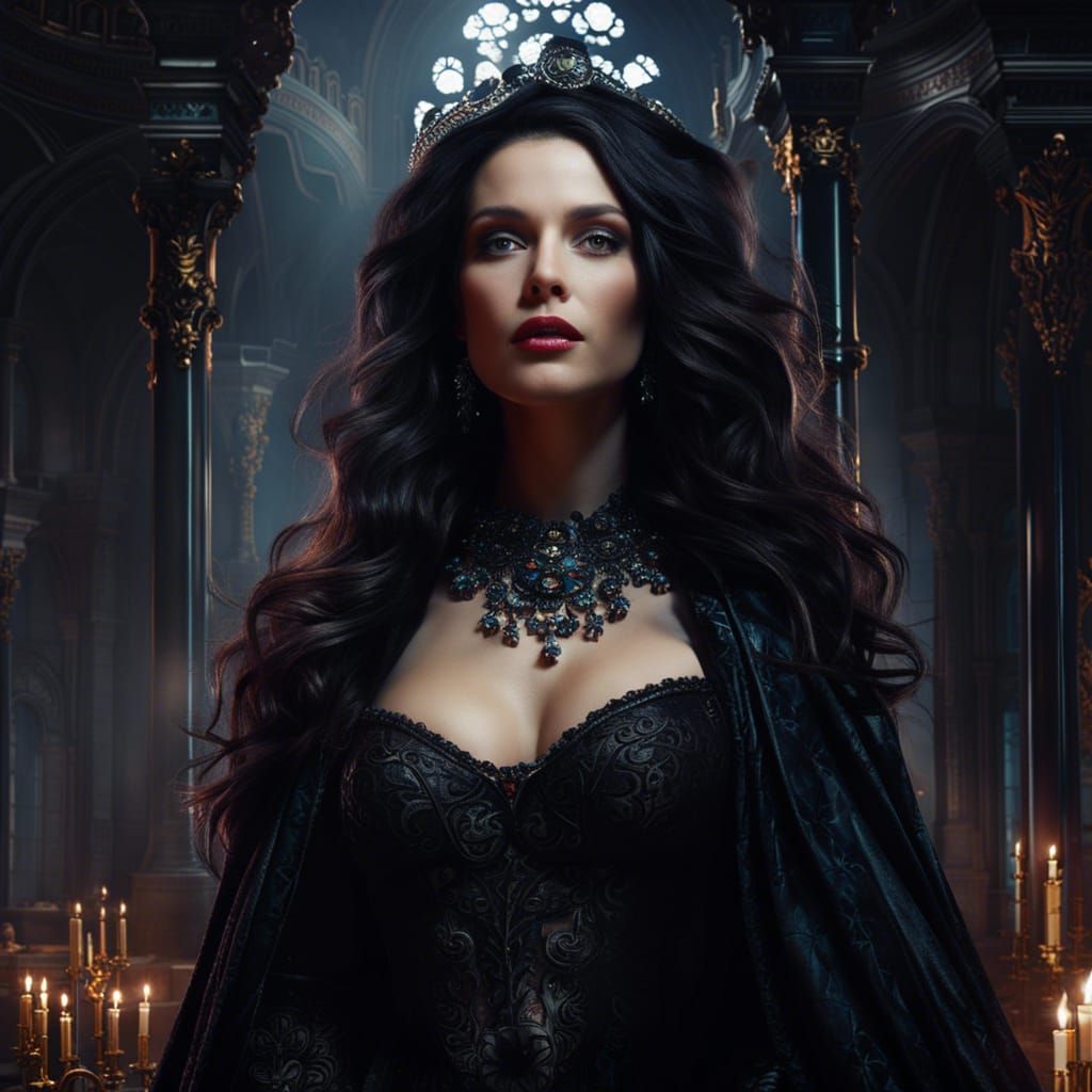 Woman In Goth In a Gothic Church