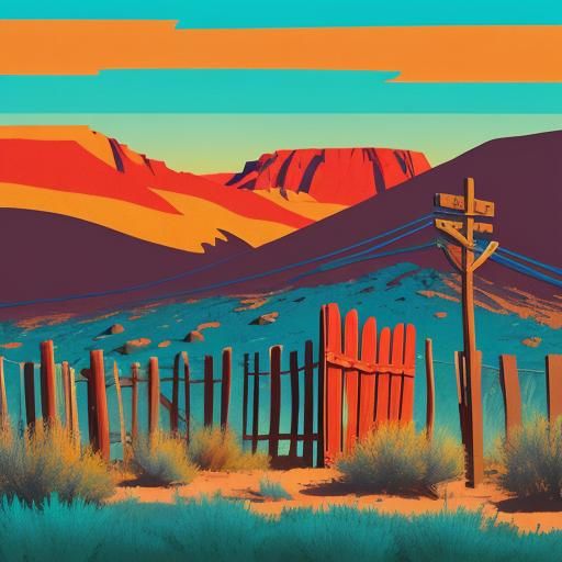 Classic Cartoon Desert Boots Scene in Red and Turquoise Hues