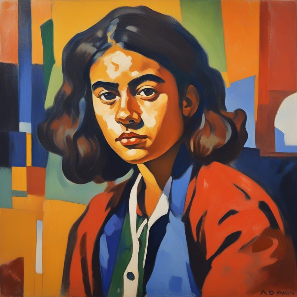 Fauvist Portrait of a Young Woman in Bold Colors