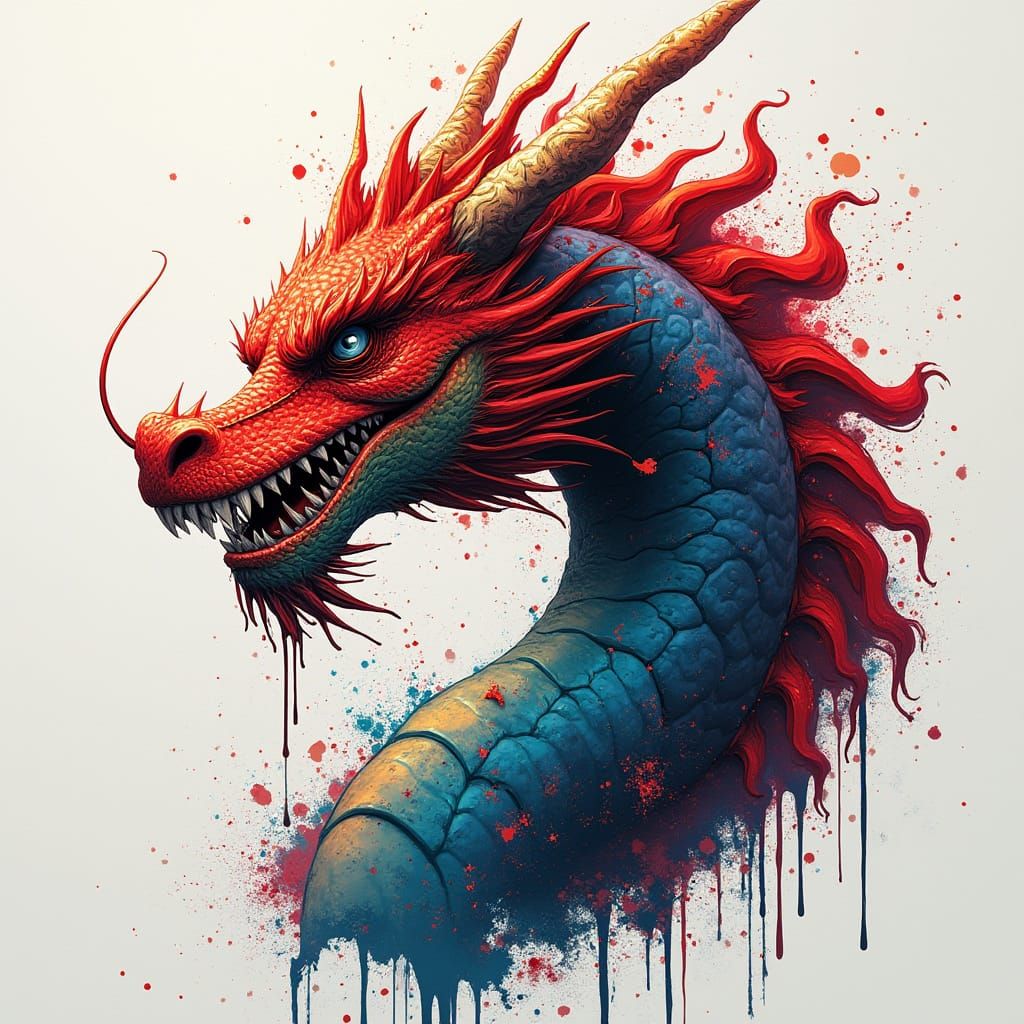 Vibrant Dragon Sub Badge in Graffiti Style