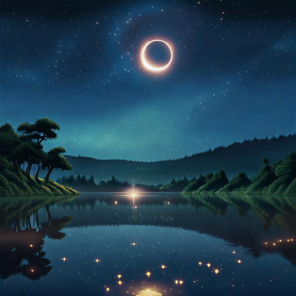 Magical Solar Eclipse Over Dark Lake, Anime Key Visual
