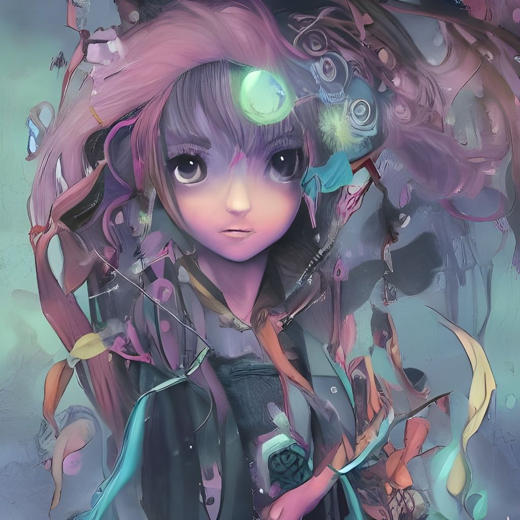 Chibi Kawaii Waifu with Bioluminescent Tattoos