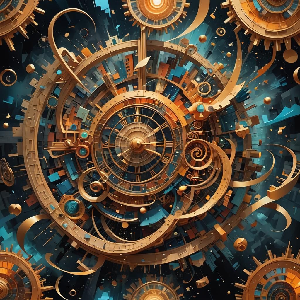 Vibrant Abstract Cubist Cityscape in 3D