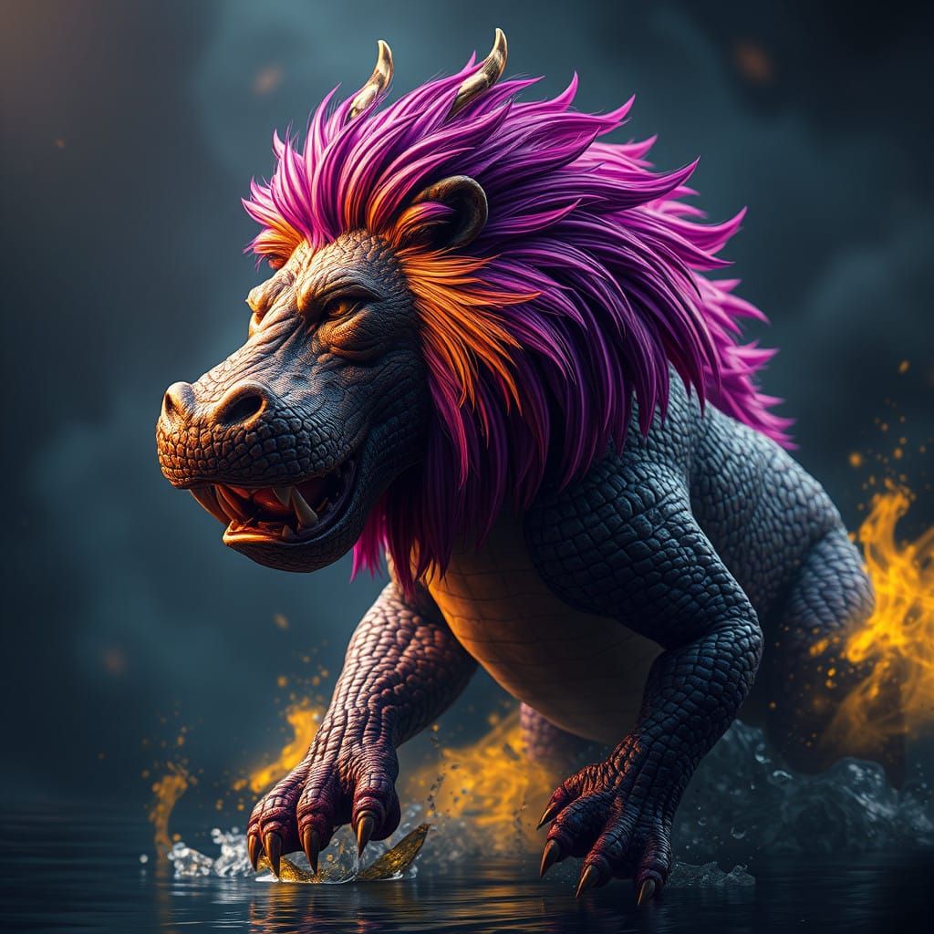 Majestic Dark Fantasy Hybrid Creature