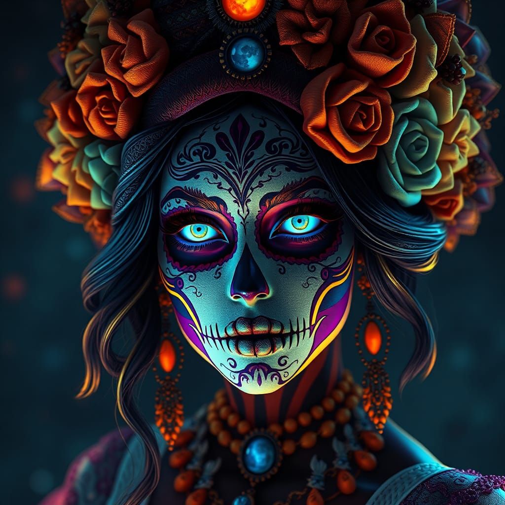 Day of the Dead Woman, Digital Art Portrait