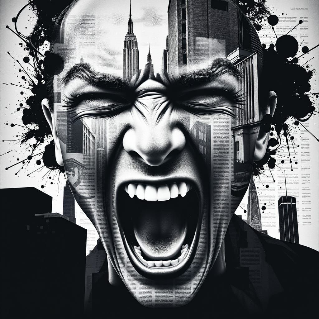 Urban Anxiety Expressed Through Cityscape Face Collage