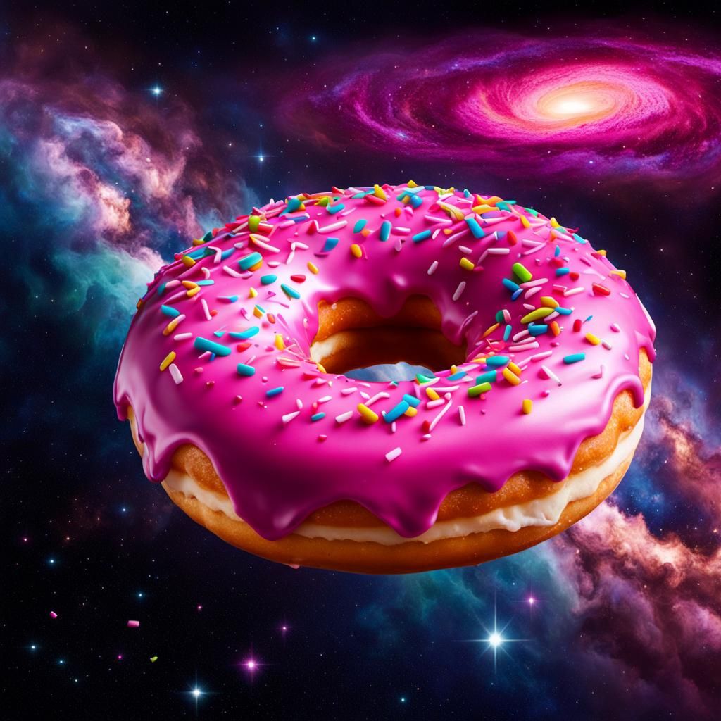 Donut in Space: Vibrant Photorealistic Digital Art
