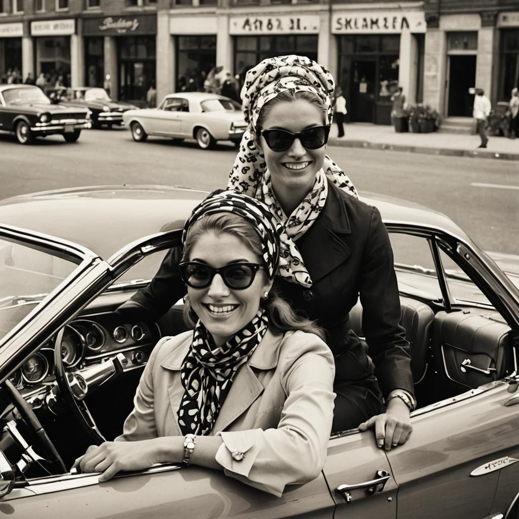 Vintage Photo of Women with Shelby GT 350