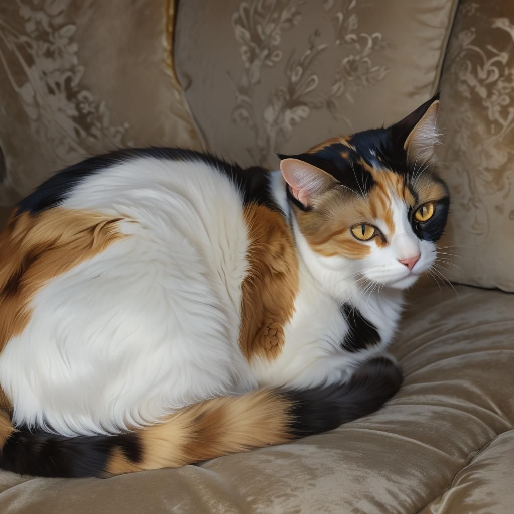 "Venezia", una gata calicó, mi mascota en la vida real.