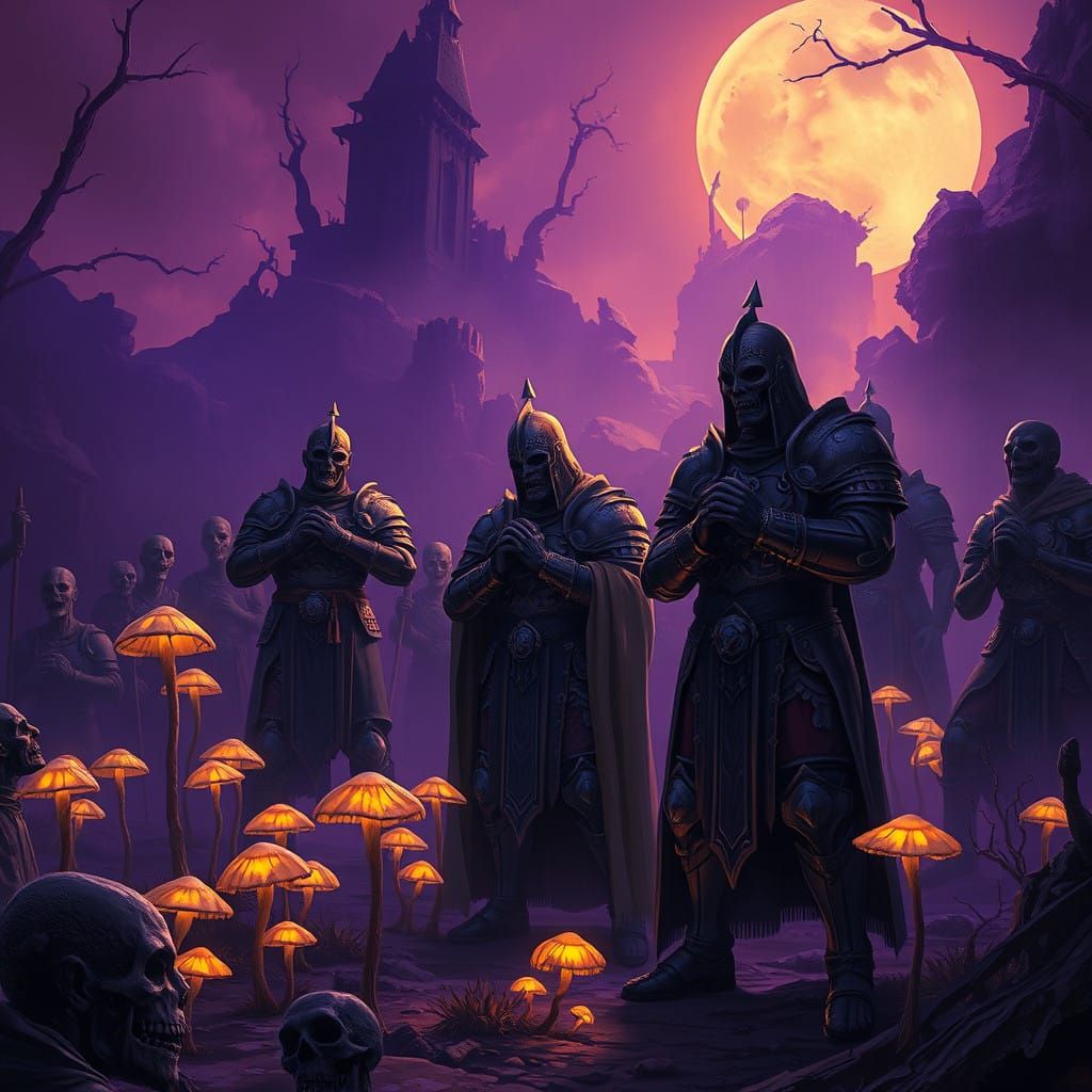 Dark Fantasy Paladins Defend Against Undead Horde