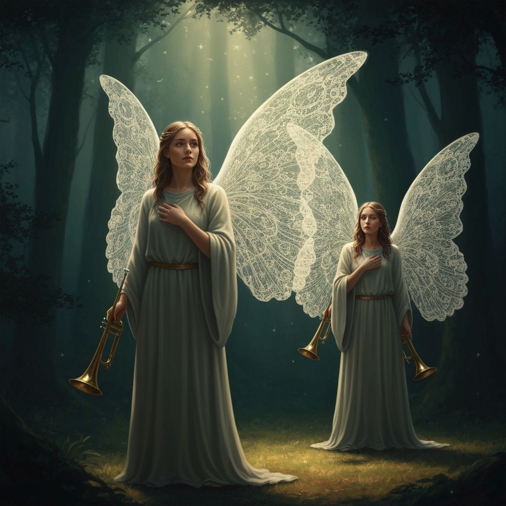 Angelic Choir Sounds Trumpets in Celestial Sky