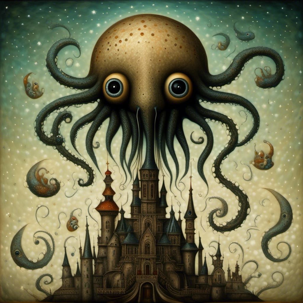 Cosmic Kraken in Surrealist Style