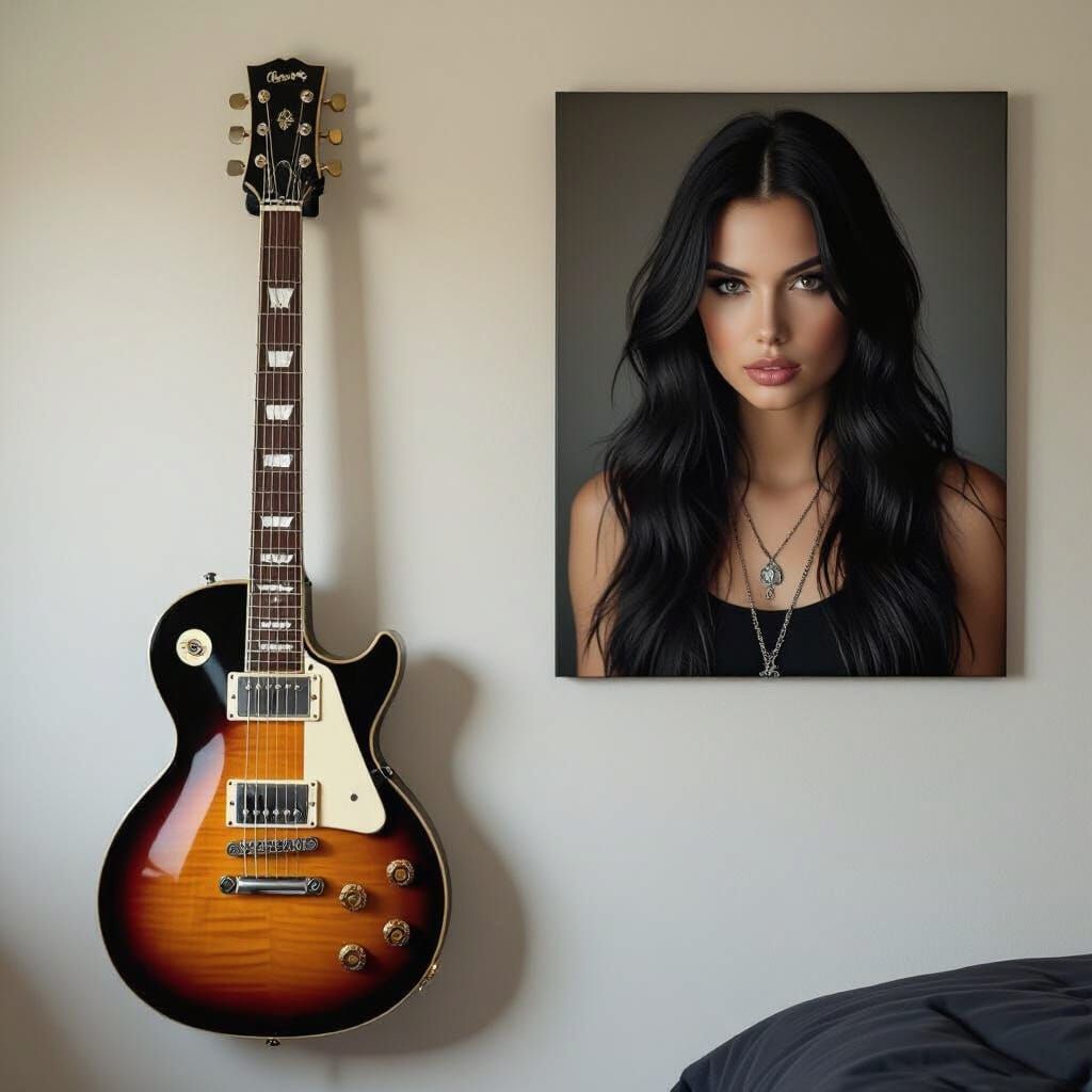 Rocker Punk Woman and Guitar Photo in HDR