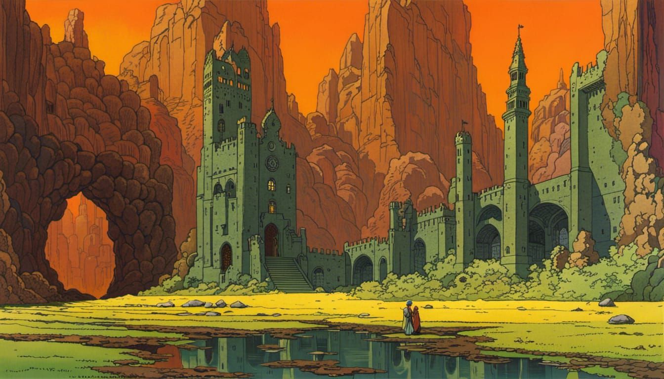 2D Dungeon Background in Ligne Claire Style