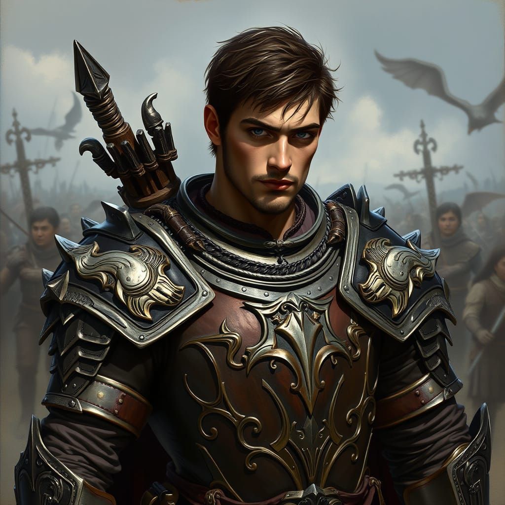 Imperial Warrior in Dragon Armor on Battlefield