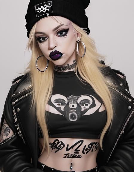 Punk Woman with Piercings in Streetwear