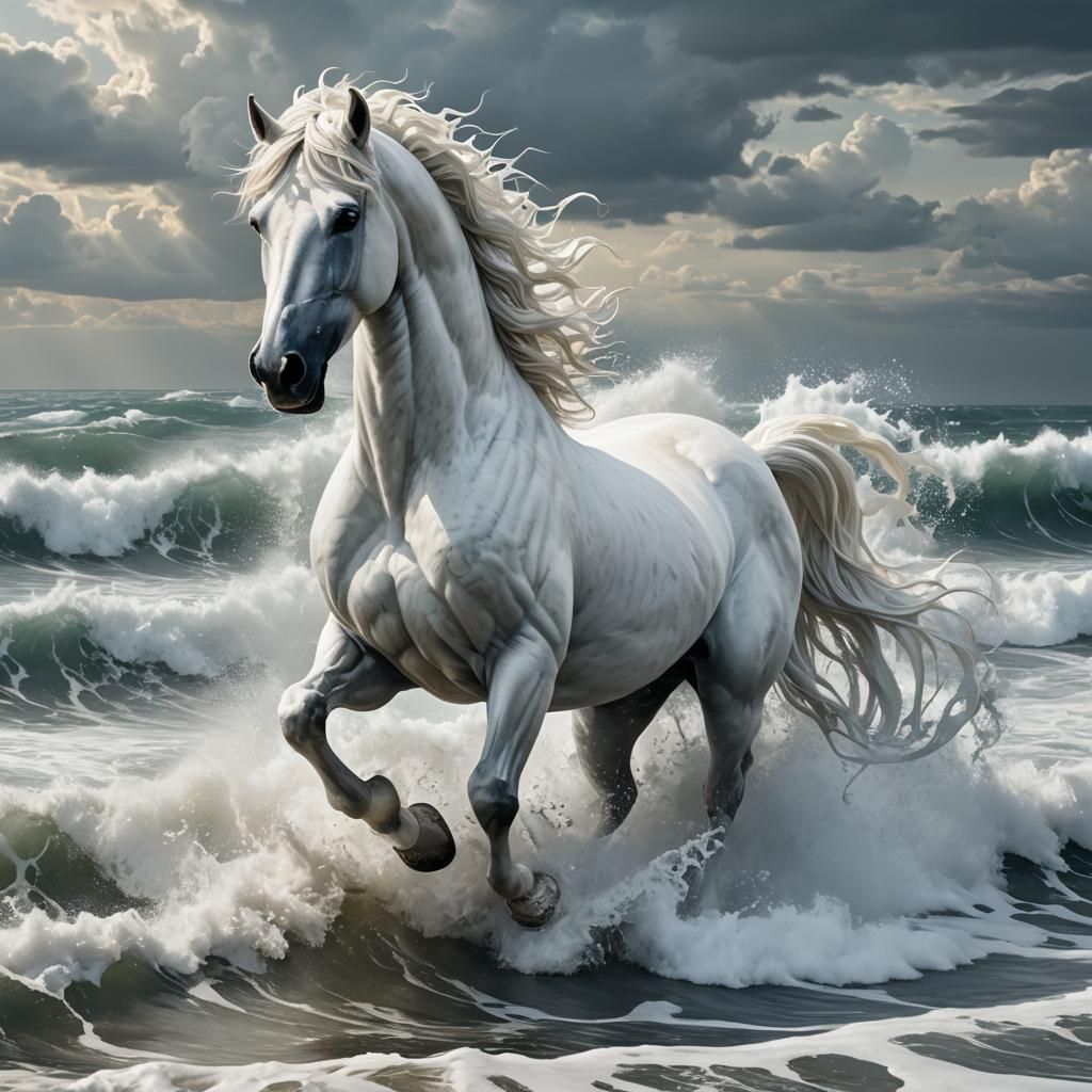 Majestic Sea Horse: Digital Fantasy Art