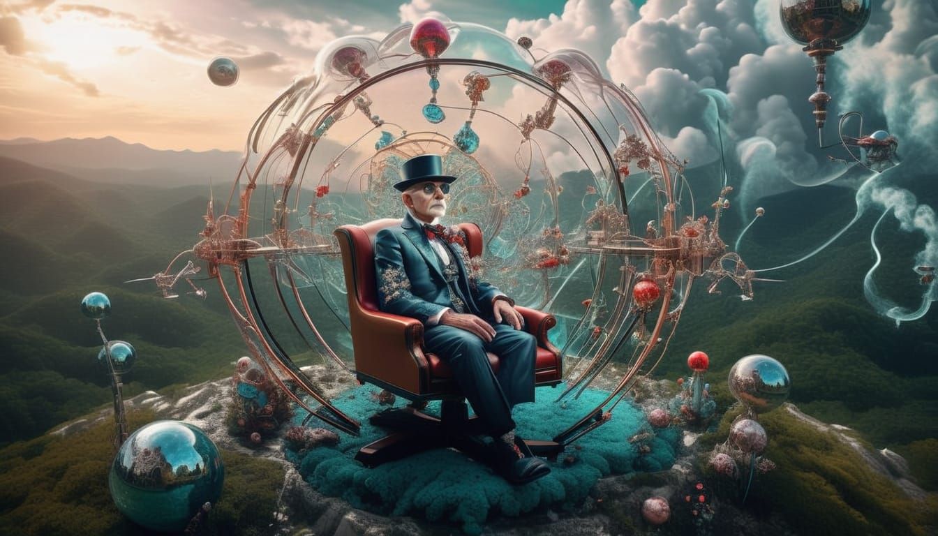 3D above view beautiful solarpunk aetherpunk idyllic utopian world with vast lush undulating landscape filled with thous...