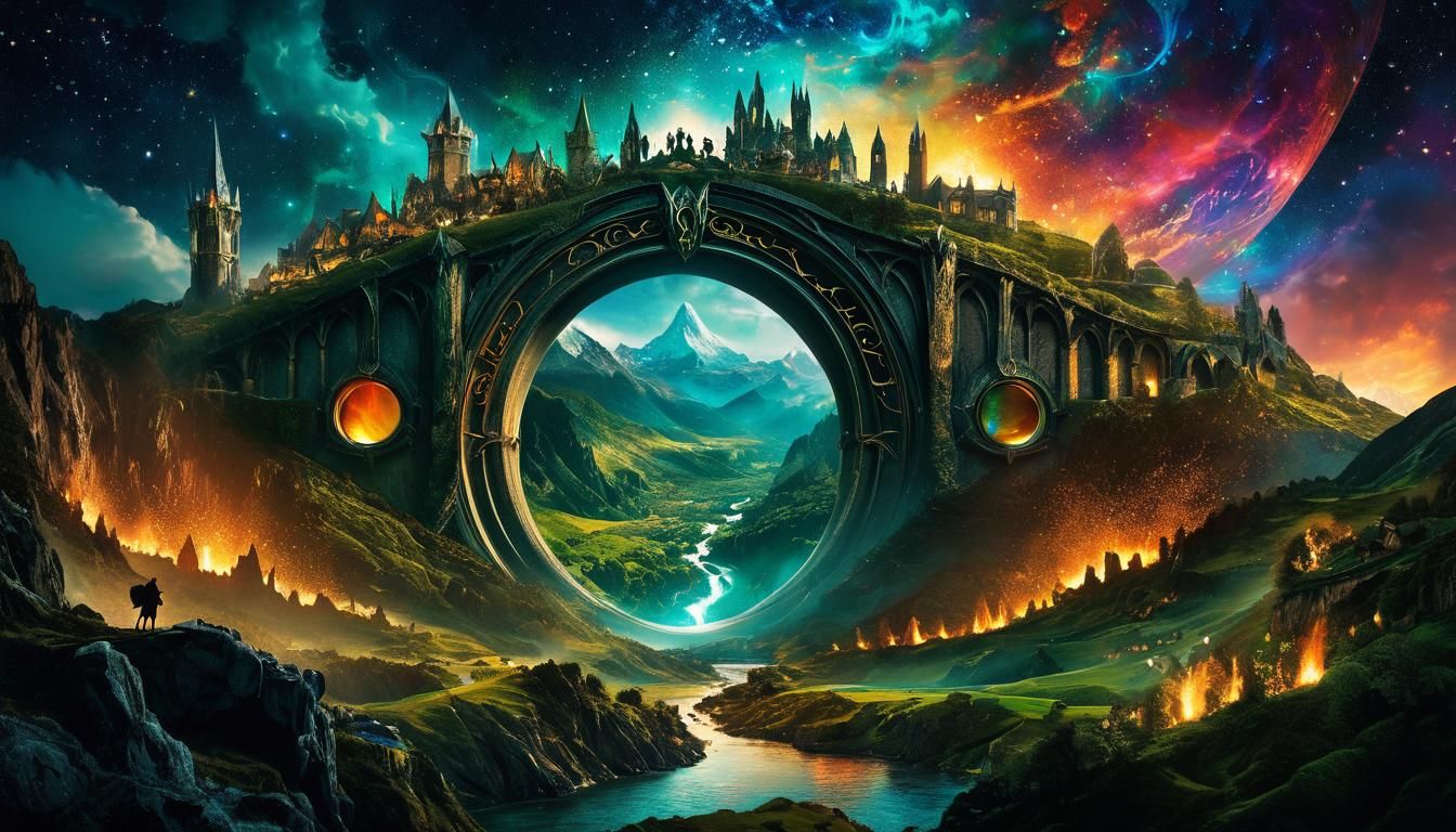 Surreal Middle Earth Double Exposure Collage Art