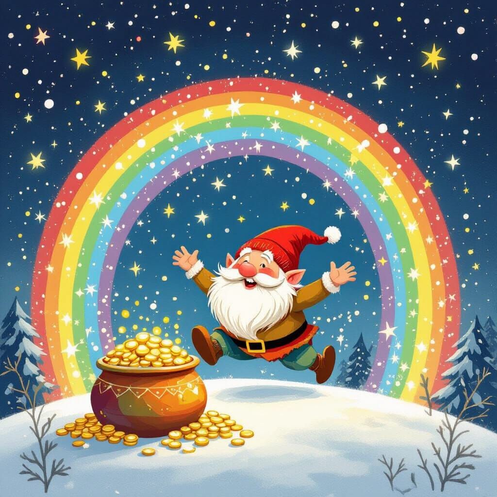 Christmas Troll Slides Rainbow to Pot of Gold in Storybook S...