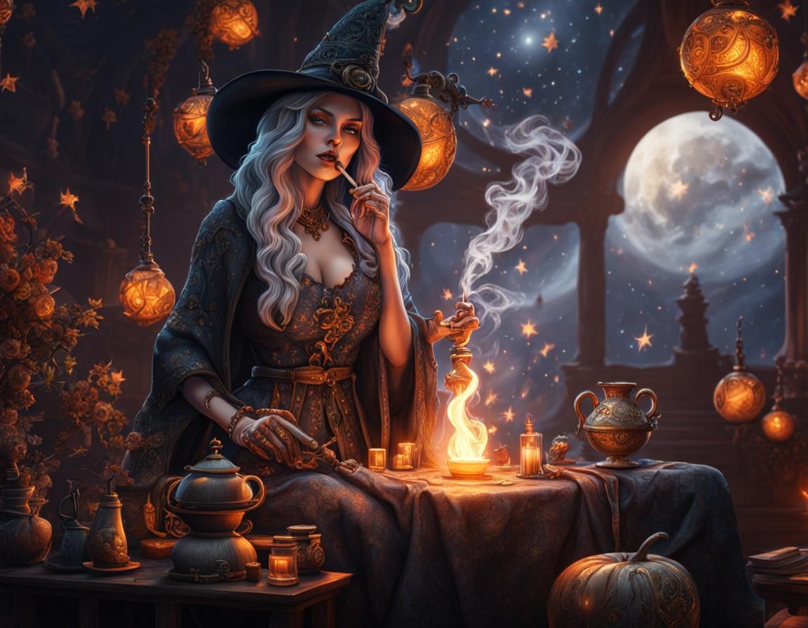 witch smokes a pipe